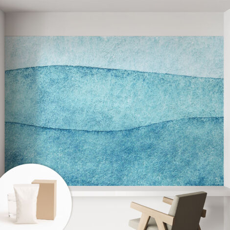 Carta Da Parati Non Tessuto - Con Colla Inclusa per Camera da Letto - Facile da Applica - Motivo decorativo Onde blu 152x104 cm