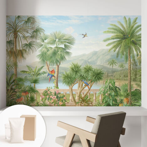 Carta Da Parati Non Tessuto - Con Colla Inclusa per Camera da Letto - Facile da Applica - Motivo decorativo Paesaggio esotico 104x70 cm