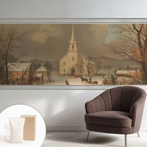 Carta Da Parati Non Tessuto - Con Colla Inclusa per Camera da Letto - Facile da Applica - Motivo decorativo Paesaggio invernale 250x104 cm
