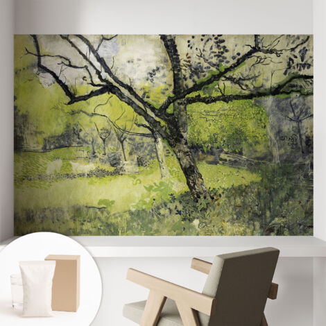 Carta Da Parati Non Tessuto - Con Colla Inclusa per Camera da Letto - Facile da Applica - Motivo decorativo Parco primaverile 104x70 cm