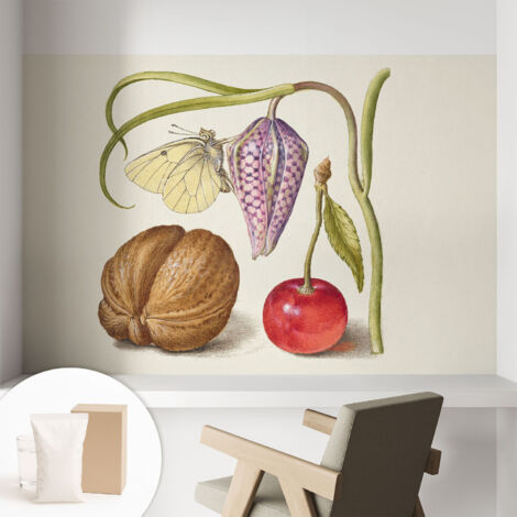 Carta Da Parati Non Tessuto - Con Colla Inclusa per Camera da Letto - Facile da Applica - Motivo decorativo Pianta farfalla 104x70 cm