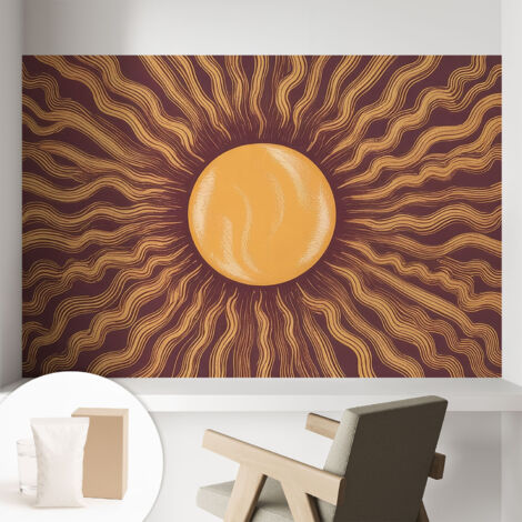 Carta Da Parati Non Tessuto - Con Colla Inclusa per Camera da Letto - Facile da Applica - Motivo decorativo raggi solari 104x70 cm