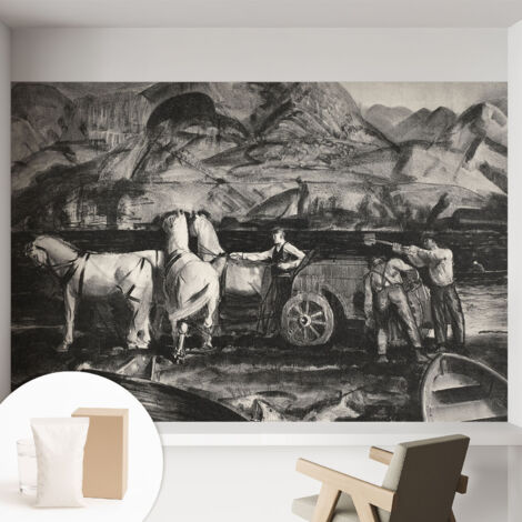 Carta Da Parati Non Tessuto - Con Colla Inclusa per Camera da Letto - Facile da Applica - Motivo decorativo Scena di villaggio 152x104 cm