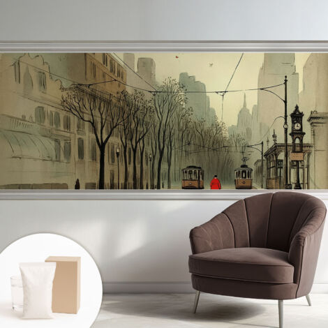 Carta Da Parati Non Tessuto - Con Colla Inclusa per Camera da Letto - Facile da Applica - Motivo decorativo Simmetria urbana 250x104 cm