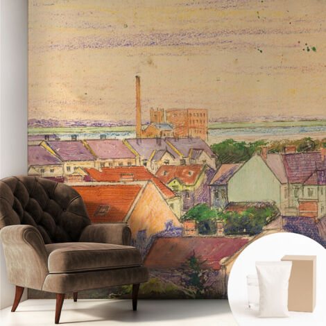 Carta Da Parati Non Tessuto - Con Colla Inclusa per Camera da Letto - Facile da Applica - Motivo decorativo Tetti urbani 250x250 cm