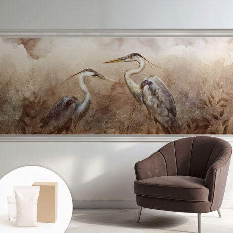 Carta Da Parati Non Tessuto - Con Colla Inclusa per Camera da Letto - Facile da Applica - Motivo decorativo Uccelli eleganti 250x104 cm