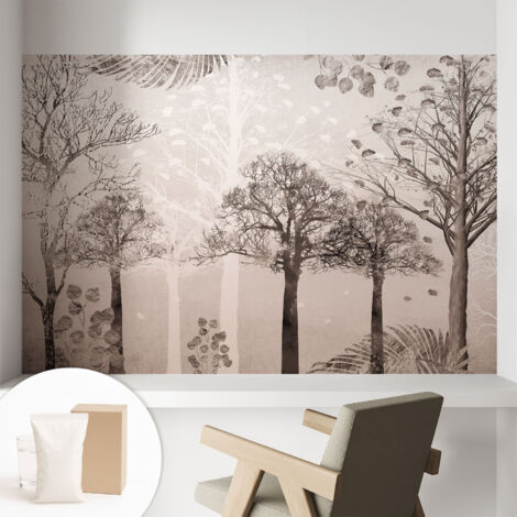 Carta Da Parati - Non Tessuto - Con Colla Inclusa - Per Interni - Ecologica - Con Ingresso - Soggiorno Alberi delicati 104x70 cm