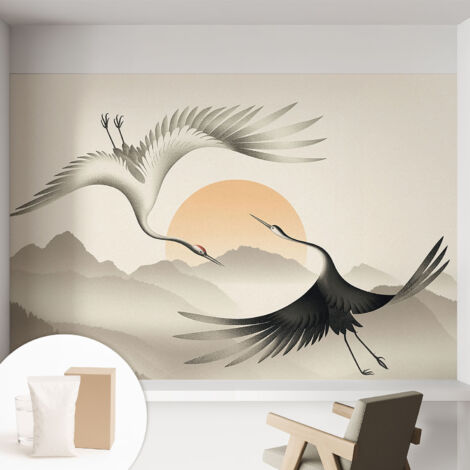 Carta Da Parati - Non Tessuto - Con Colla Inclusa - Per Interni - Ecologica - Con Ingresso - Soggiorno East Cranes 152x104 cm