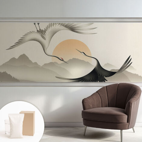 Carta Da Parati - Non Tessuto - Con Colla Inclusa - Per Interni - Ecologica - Con Ingresso - Soggiorno East Cranes 250x104 cm