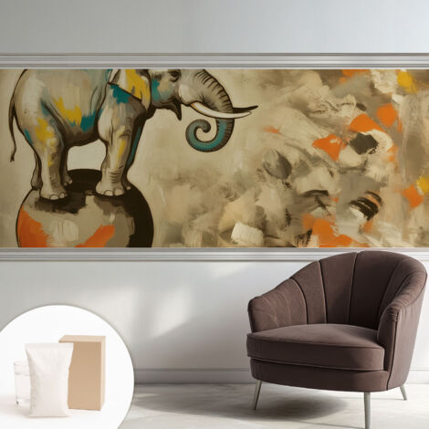 Carta Da Parati - Non Tessuto - Con Colla Inclusa - Per Interni - Ecologica - Con Ingresso - Soggiorno elefante astratto 250x104 cm