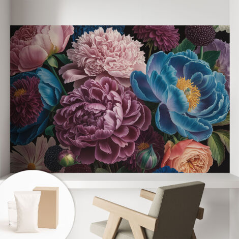 Carta Da Parati - Non Tessuto - Con Colla Inclusa - Per Interni - Ecologica - Con Ingresso - Soggiorno Fiori colorati 104x70 cm