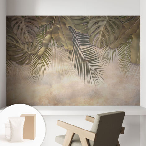 Carta Da Parati - Non Tessuto - Con Colla Inclusa - Per Interni - Ecologica - Con Ingresso - Soggiorno Foglie tropicali 104x70 cm