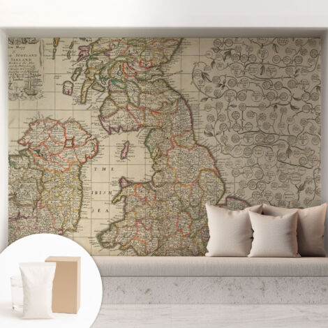 Carta Da Parati - Non Tessuto - Con Colla Inclusa - Per Interni - Ecologica - Con Ingresso - Soggiorno mappa antica 208x146 cm