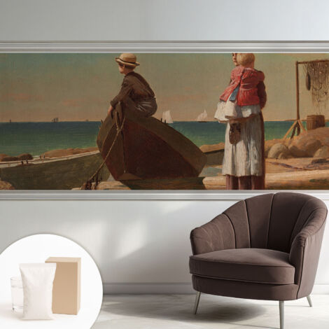 Carta Da Parati - Non Tessuto - Con Colla Inclusa - Per Interni - Ecologica - Con Ingresso - Soggiorno Scena marinara 250x104 cm
