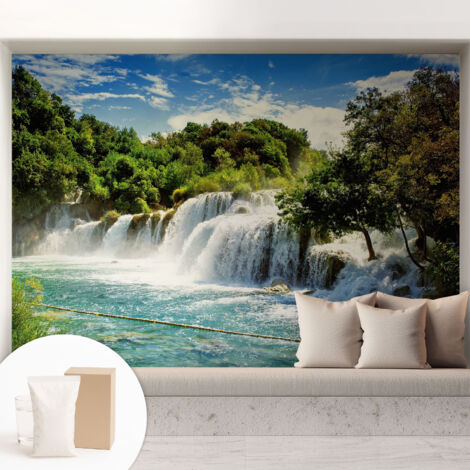 Carta Da Parati - Non Tessuto - Con Colla Inclusa - Per Interni - Ecologica - Con Ingresso - Soggiorno Una cascata mozzafiato 208x146 cm
