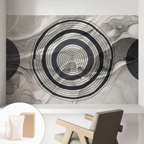 Carta Da Parati Non Tessuto - Decorazione Da Muro - Traspirante - Con Motivo - Per Camera Da Letto Cucina Cerchi grigi 104x70 cm