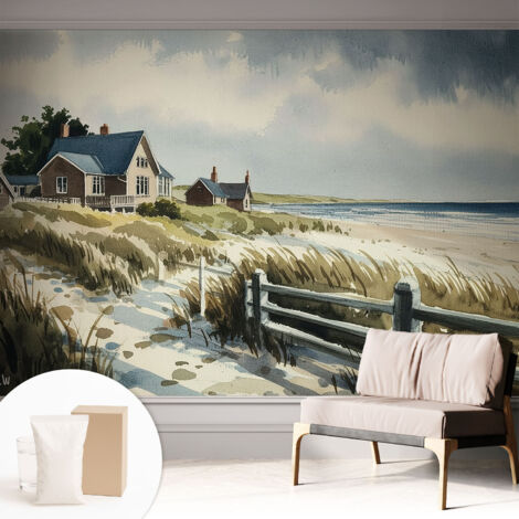 Carta Da Parati Non Tessuto - Decorazione Da Muro - Traspirante - Con Motivo - Per Camera Da Letto Cucina Dune sulla spiaggia 312x219 cm