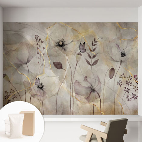 Carta Da Parati Non Tessuto - Decorazione Da Muro - Traspirante - Con Motivo - Per Camera Da Letto Cucina Fiori delicati 152x104 cm