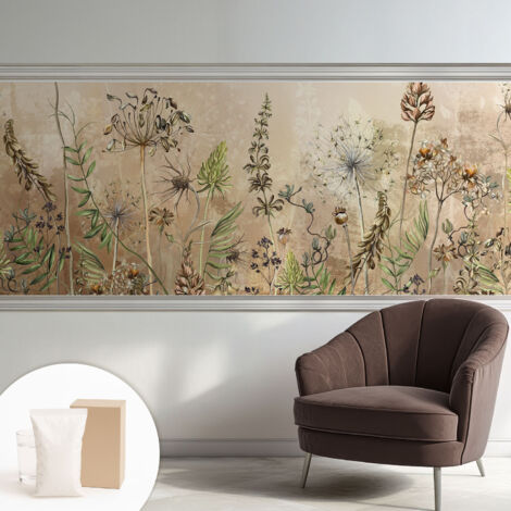 Carta Da Parati Non Tessuto - Decorazione Da Muro - Traspirante - Con Motivo - Per Camera Da Letto Cucina Fiori rustici 250x104 cm