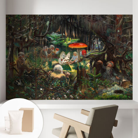 Carta Da Parati Non Tessuto - Decorazione Da Muro - Traspirante - Con Motivo - Per Camera Da Letto Cucina Foresta incantata 104x70 cm