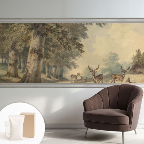 Carta Da Parati Non Tessuto - Decorazione Da Muro - Traspirante - Con Motivo - Per Camera Da Letto Cucina Pace della foresta 250x104 cm