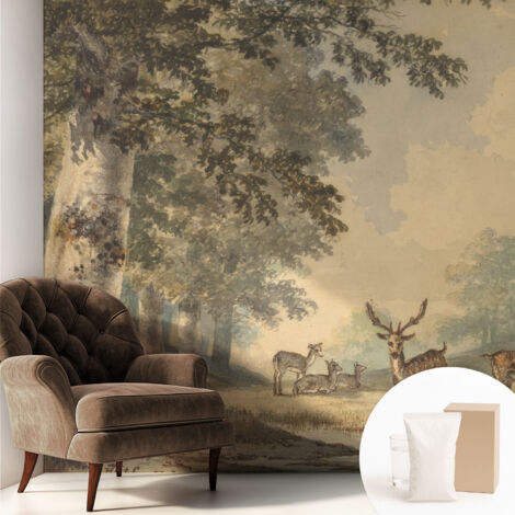 Carta Da Parati Non Tessuto - Decorazione Da Muro - Traspirante - Con Motivo - Per Camera Da Letto Cucina Pace della foresta 250x250 cm