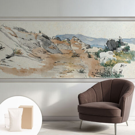Carta Da Parati Non Tessuto - Decorazione Da Muro - Traspirante - Con Motivo - Per Camera Da Letto Cucina Paesaggio roccioso 250x104 cm