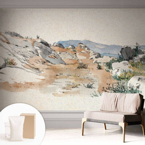 Carta Da Parati Non Tessuto - Decorazione Da Muro - Traspirante - Con Motivo - Per Camera Da Letto Cucina Paesaggio roccioso 312x219 cm