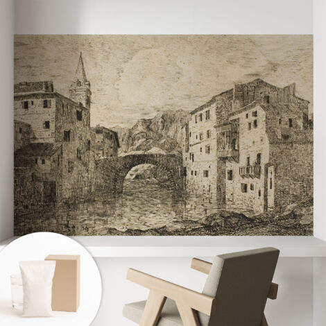 Carta Da Parati Non Tessuto - Decorazione Da Muro - Traspirante - Con Motivo - Per Camera Da Letto Cucina Panorama della città 104x70 cm