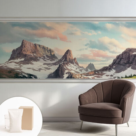 Carta Da Parati Non Tessuto - Decorazione Da Muro - Traspirante - Con Motivo - Per Camera Da Letto Cucina panorama montano 250x104 cm