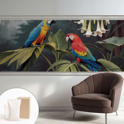 Carta Da Parati Non Tessuto - Decorazione Da Muro - Traspirante - Con Motivo - Per Camera Da Letto Cucina pappagalli colorati 250x104 cm