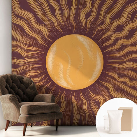 Carta Da Parati Non Tessuto - Decorazione Da Muro - Traspirante - Con Motivo - Per Camera Da Letto Cucina raggi solari 250x250 cm