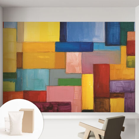 Carta Da Parati Non Tessuto - Decorazione Da Muro - Traspirante - Con Motivo - Per Camera Da Letto Cucina rettangoli colorati 152x104 cm