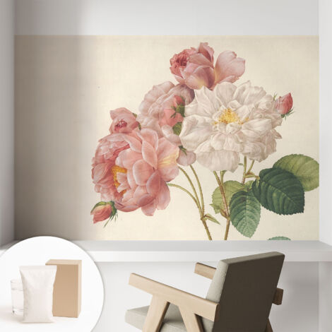 Carta Da Parati Non Tessuto - Decorazione Da Muro - Traspirante - Con Motivo - Per Camera Da Letto Cucina Rose romantiche 104x70 cm