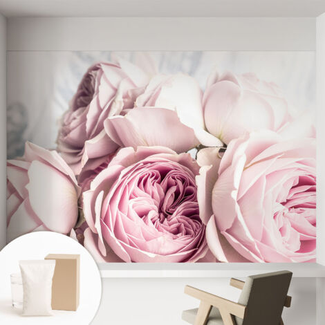 Carta Da Parati Non Tessuto - Decorazione Da Muro - Traspirante - Con Motivo - Per Camera Da Letto Cucina Rose rosa 152x104 cm