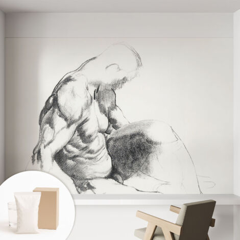 Carta Da Parati Non Tessuto - Decorazione Da Muro - Traspirante - Con Motivo - Per Camera Da Letto Cucina schizzo maschile 152x104 cm