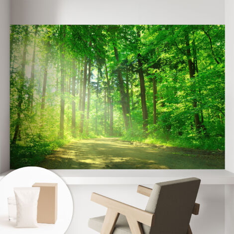 Carta Da Parati Non Tessuto - Decorazione Da Muro - Traspirante - Con Motivo - Per Camera Da Letto Cucina Sentiero nel bosco 104x70 cm