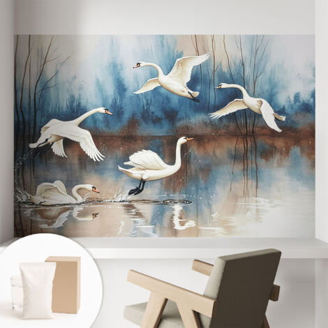 Carta Da Parati Non Tessuto - Decorazione Da Muro - Traspirante - Con Motivo - Per Camera Da Letto Cucina Uccelli in volo 104x70 cm