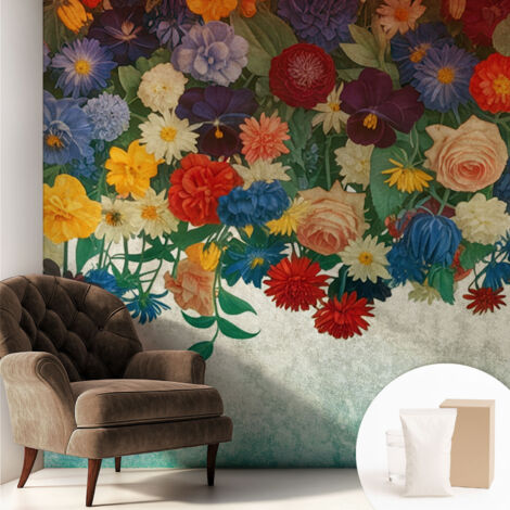 Carta Da Parati Non Tessuto - Di Alta Qualità Per Il Soggiorno La Cucina - Tendenze Moderne - Vlies Ecologico Fiori colorati 250x250 cm