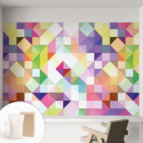 Carta Da Parati Non Tessuto - Di Alta Qualità Per Il Soggiorno La Cucina - Tendenze Moderne - Vlies Ecologico Forme multicolori 152x104 cm