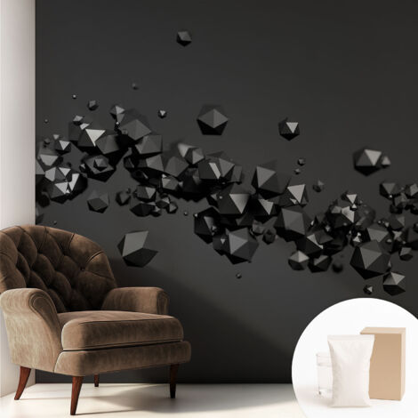 Carta Da Parati Non Tessuto - Di Alta Qualità Per Il Soggiorno La Cucina - Tendenze Moderne - Vlies Ecologico Grumi neri 250x250 cm