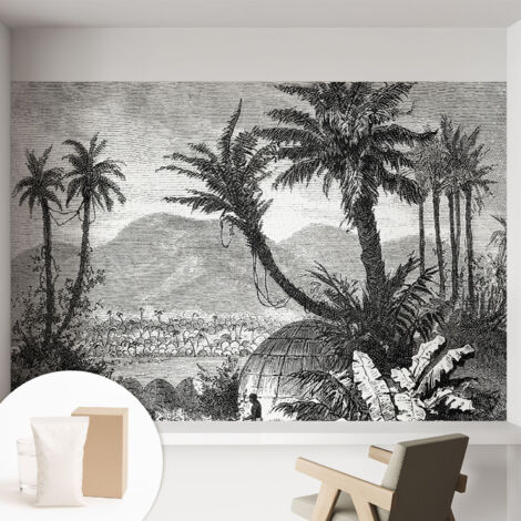 Carta Da Parati Non Tessuto - Di Alta Qualità Per Il Soggiorno La Cucina - Tendenze Moderne - Vlies Ecologico oasi tropicale 152x104 cm