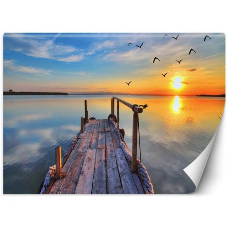 Carta Da Parati, Passerella Lago Tramonto - 300x210