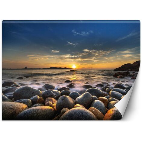 Carta Da Parati, Pietre del lago al tramonto - 400x280