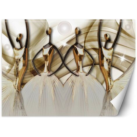 Carta Da Parati, Sagome femminili Oro astratto - 150x105