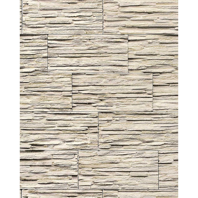 Edem - Carta da parati spazzolabile effetto muro di pietra naturale 1003-33 in rilievo ardesia lavagna chiaro beige grigio