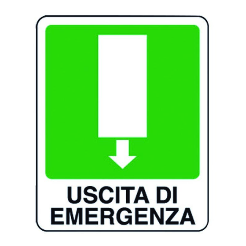 Image of Cartello uscita di emergenza freccia centrale