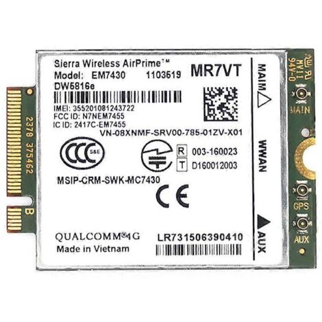 Carte 4G LTE Module EM7345 DW5816e CAT6 NGFF pour Connexion Internet Mobile