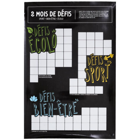 Carte à Gratter "2 Mois de Défis" 40x60cm Noir