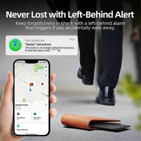 Carte à puce sans fil Bluetooth avec traceur GPS ultra-mince Noir